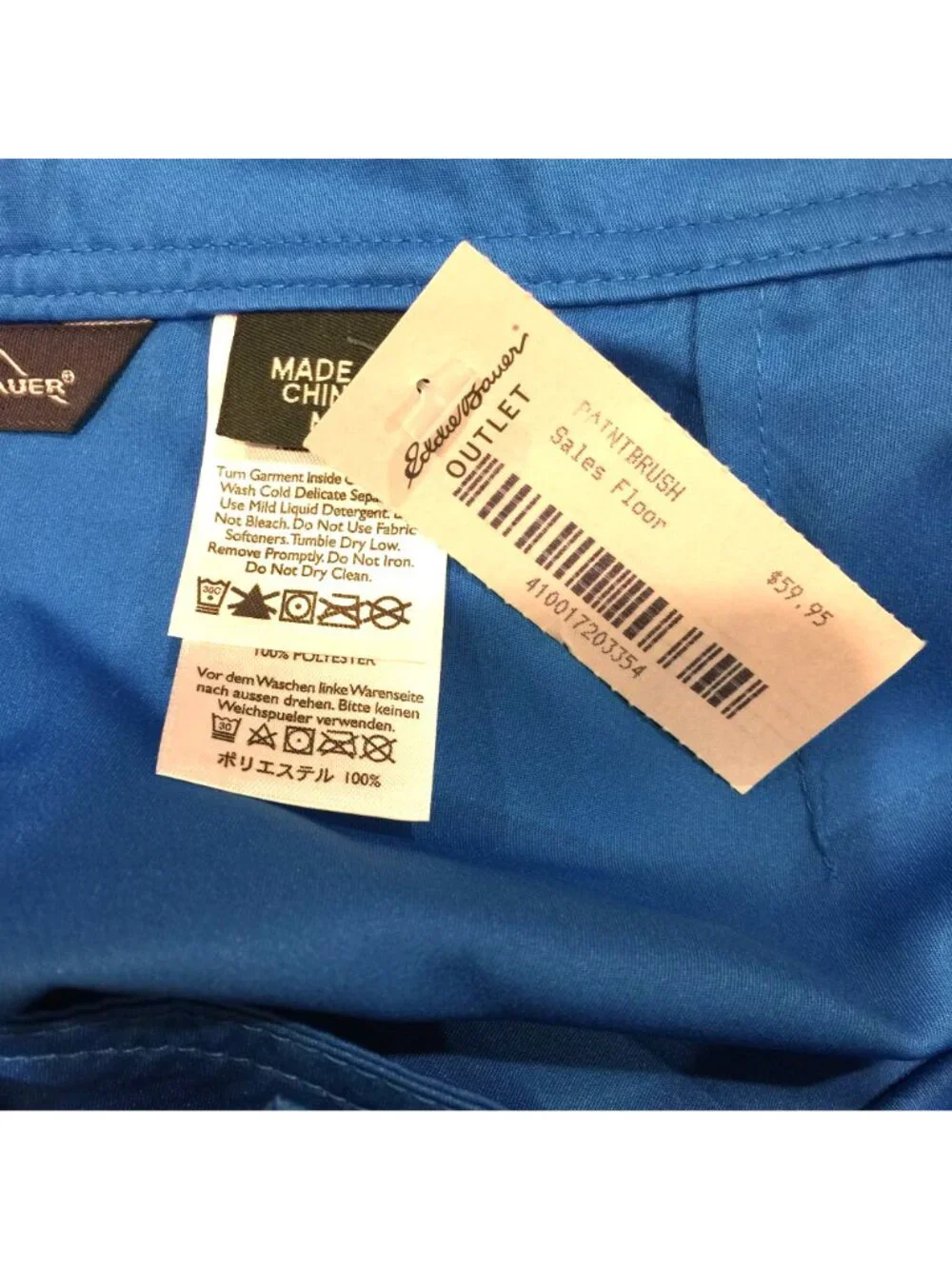 Eddie Bauer Men's Medium Blue White Board Shorts Side Pocket